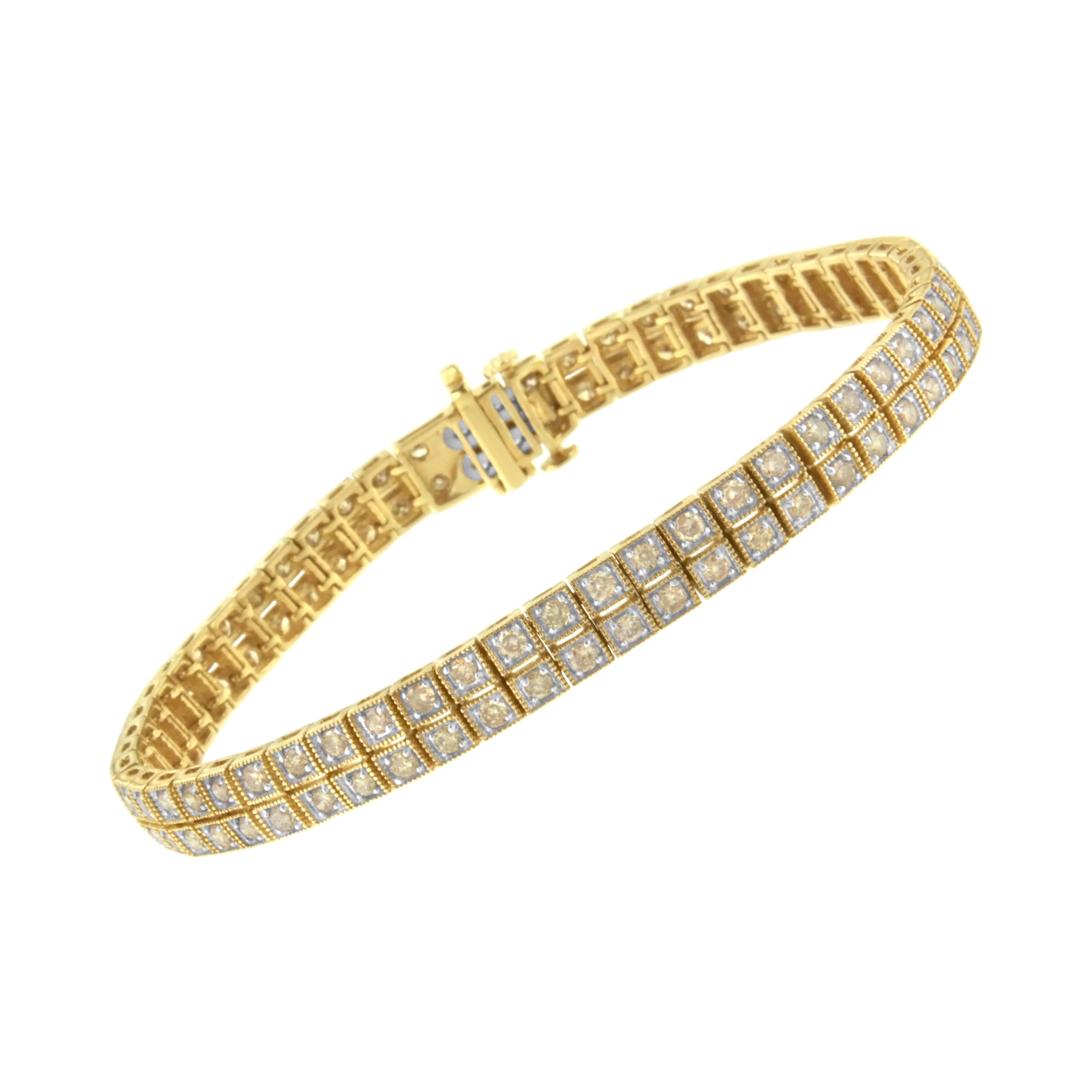 Contemporain Bracelet tennis en or jaune plaqué argent sterling avec diamants de 3,0 carats en vente