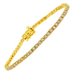 Yellow Gold Plated Sterling Silver 4.0 Carat Diamond Classic Tennis Bracelet