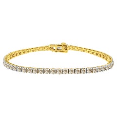 Yellow Gold Plated Sterling Silver 5.0 Carat Diamond Classic Tennis Bracelet