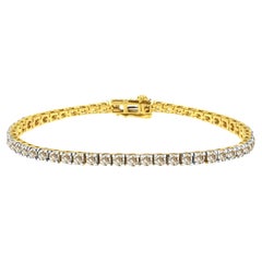 Bracciale tennis classico in argento 925 placcato oro giallo con diamanti da 5,0 carati