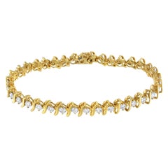 Yellow Gold Plated Sterling Silver 5.0 Carat Diamond Link Bracelet