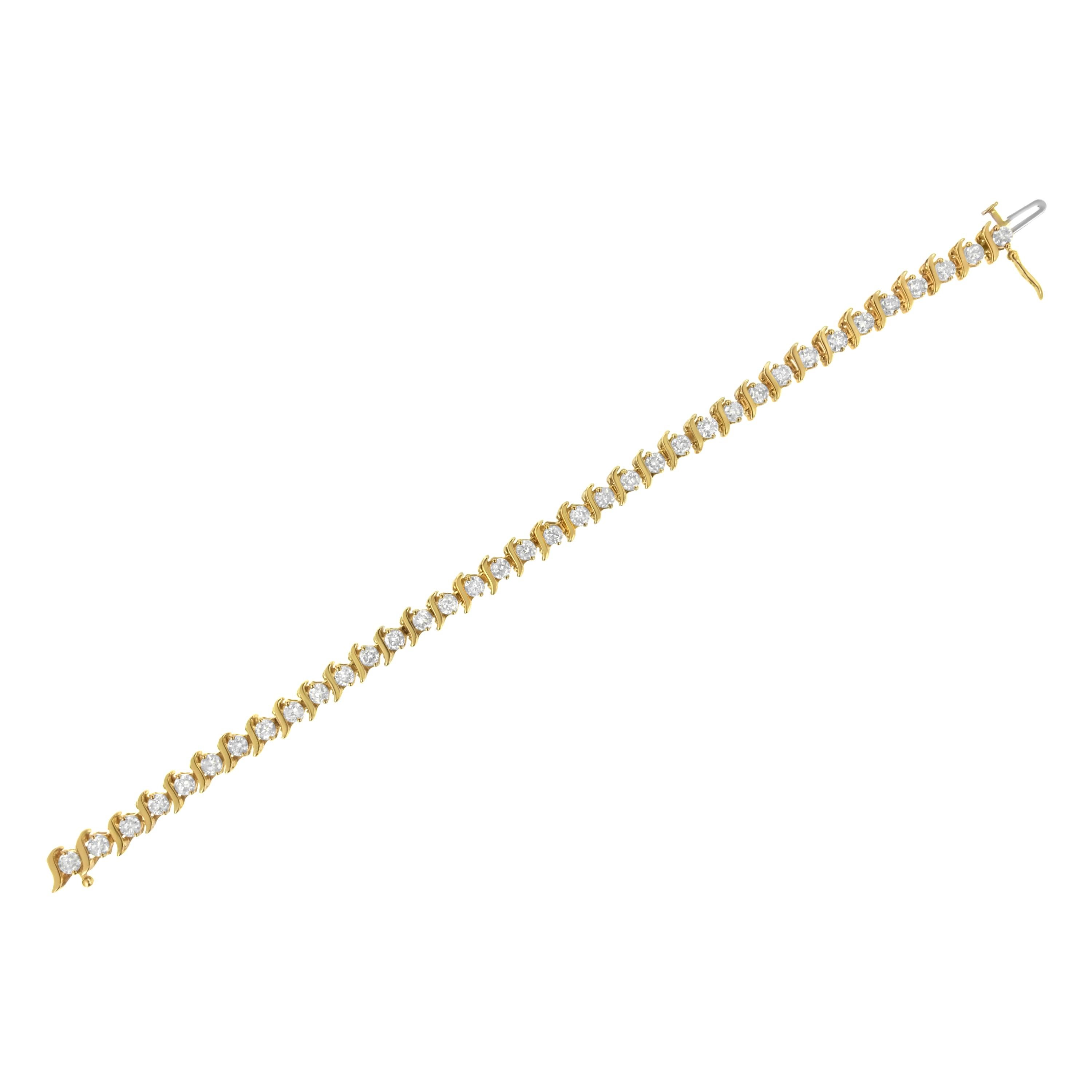 Yellow Gold Plated Sterling Silver 5.0 Carat Diamond Link Bracelet In New Condition In New York, NY