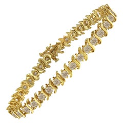 Yellow Gold-Plated Sterling Silver 7.0 Carat Diamond "S" Link Tennis Bracelet
