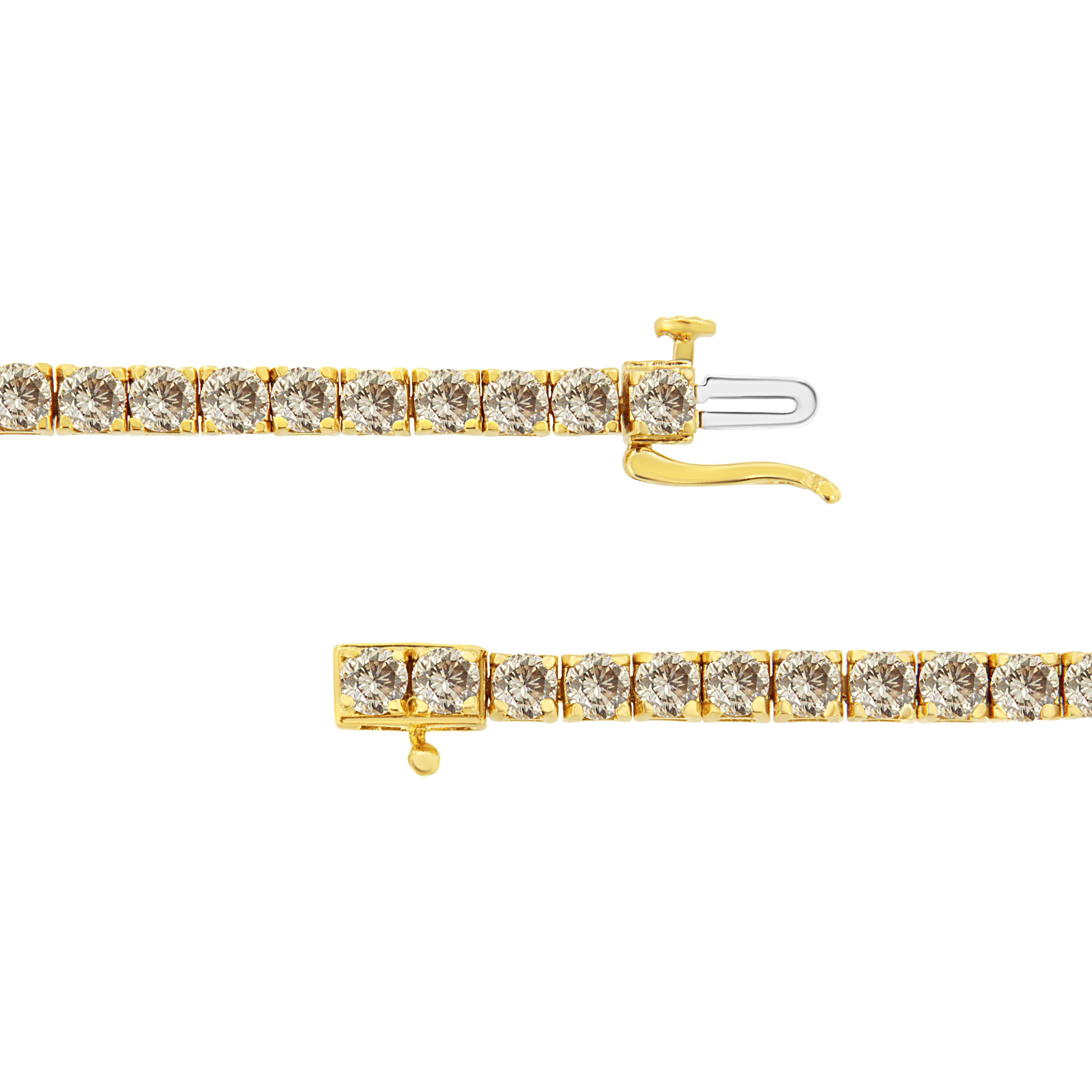 Contemporain Bracelet tennis en or jaune plaqué argent sterling avec diamants de 8,0 carats