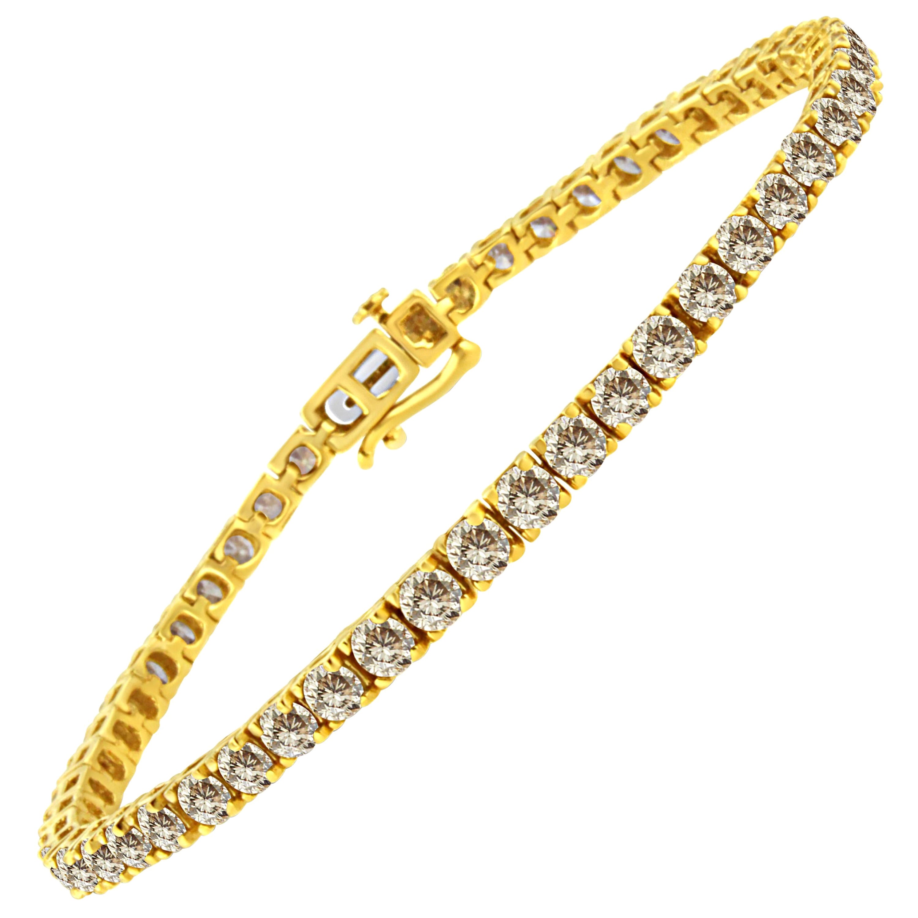 Plata de ley chapada en oro amarillo Pulsera de tenis con diamantes de 8.0 quilates