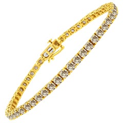 Plata de ley chapada en oro amarillo Pulsera de tenis con diamantes de 8.0 quilates