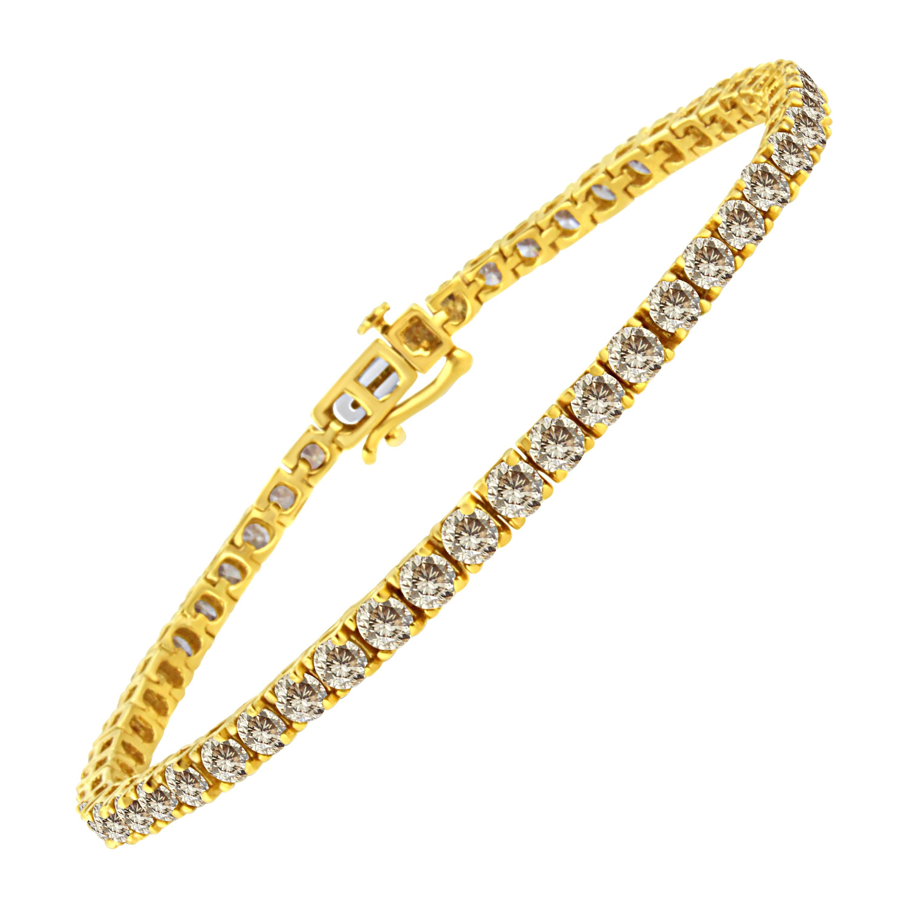 Yellow Gold Plated Sterling Silver 8.0 Cttw Diamond Tennis Bracelet