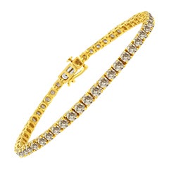 Plata de ley chapada en oro amarillo Pulsera de tenis con diamantes de 8,0 qt