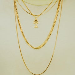 Collana a catena a scatola in argento 925 placcato oro giallo, taglia L