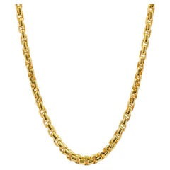 Yellow Gold Plated Sterling Silver Box Chain Necklace, Size S