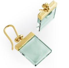 Yellow Gold-Plated Sterling Silver Contemporary Earrings with Quartzes
