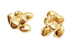 Yellow Gold-Plated Sterling Silver Iris Blossom Contemporary Stud Earrings