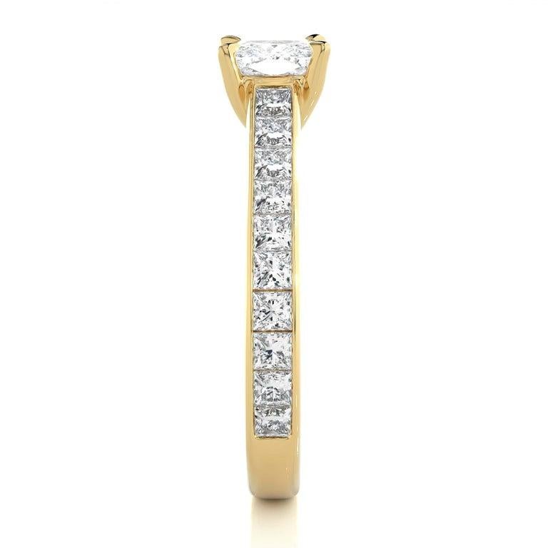 For Sale:  Yellow Gold Plated Sterling Silver Moissanite Gemstone Engagement Ring Gift 3