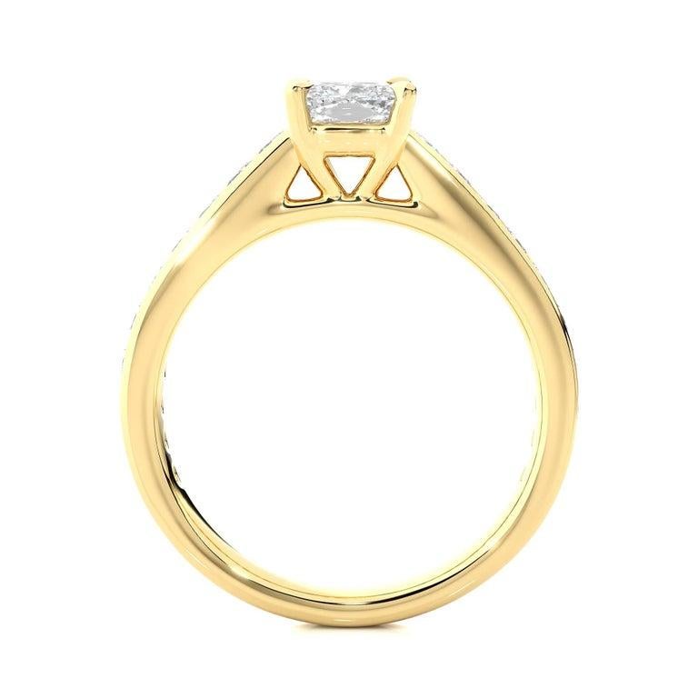 For Sale:  Yellow Gold Plated Sterling Silver Moissanite Gemstone Engagement Ring Gift 4