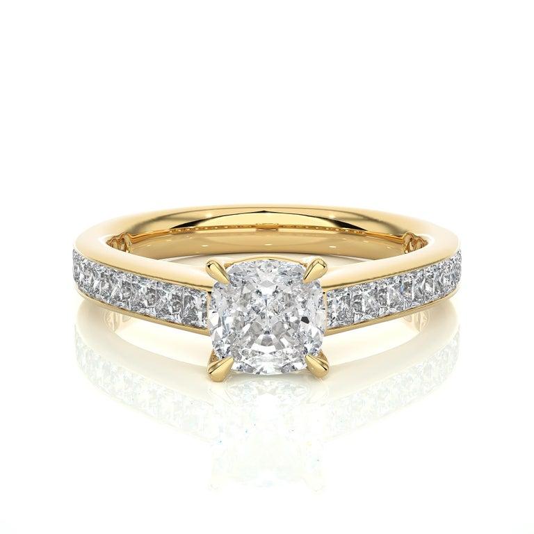 For Sale:  Yellow Gold Plated Sterling Silver Moissanite Gemstone Engagement Ring Gift 5