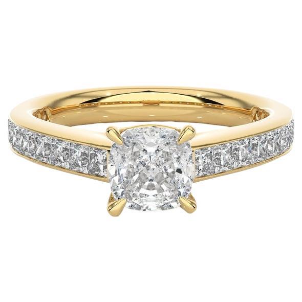For Sale:  Yellow Gold Plated Sterling Silver Moissanite Gemstone Engagement Ring Gift