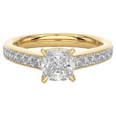 Anello di fidanzamento con gemma moissanite in argento placcato oro giallo, regalo