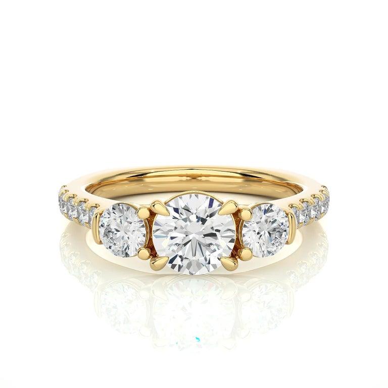 For Sale:  Yellow Gold Plated Sterling Silver Moissanite Studded Anniversary Gift Ring 10
