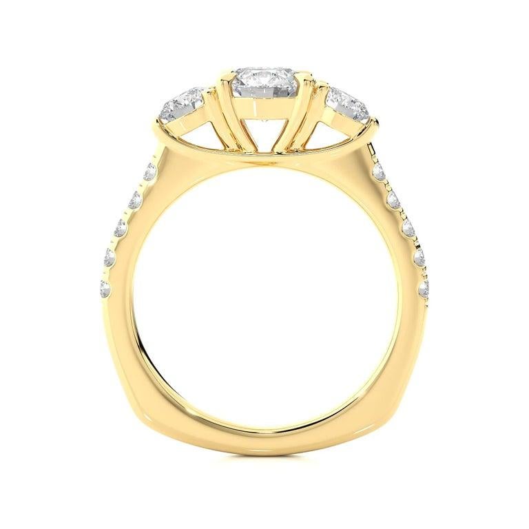 For Sale:  Yellow Gold Plated Sterling Silver Moissanite Studded Anniversary Gift Ring 3