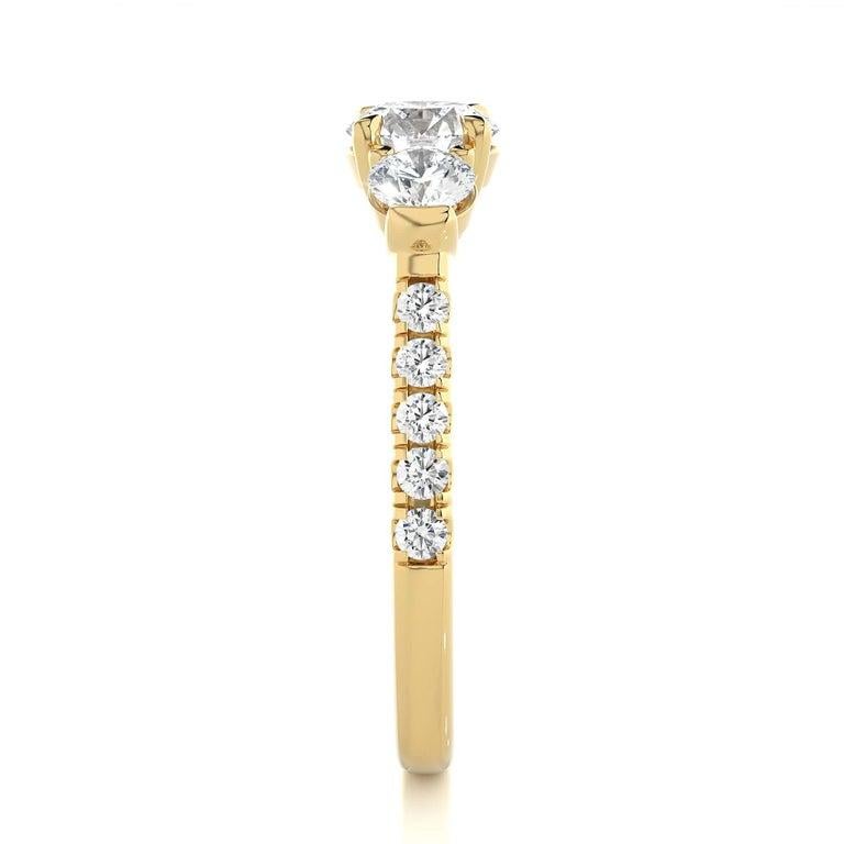 For Sale:  Yellow Gold Plated Sterling Silver Moissanite Studded Anniversary Gift Ring 4