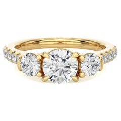 Yellow Gold Plated Sterling Silver Moissanite Studded Anniversary Gift Ring
