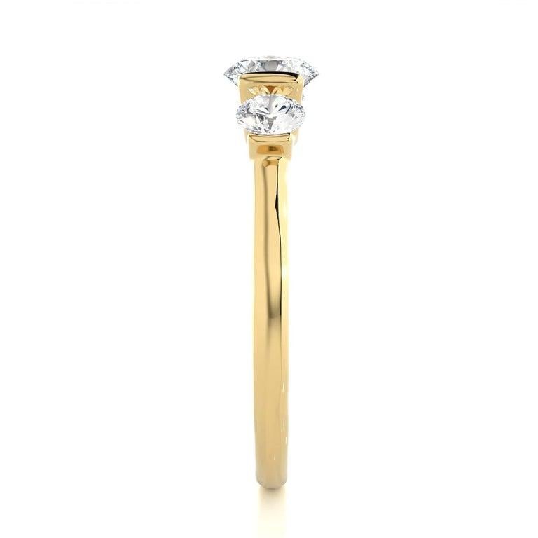 For Sale:  Yellow Gold Plated Sterling Silver Moissanite Three Stone Engagement Ring 3