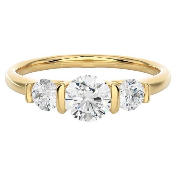 For Sale:  Yellow Gold Plated Sterling Silver Moissanite Three Stone Engagement Ring