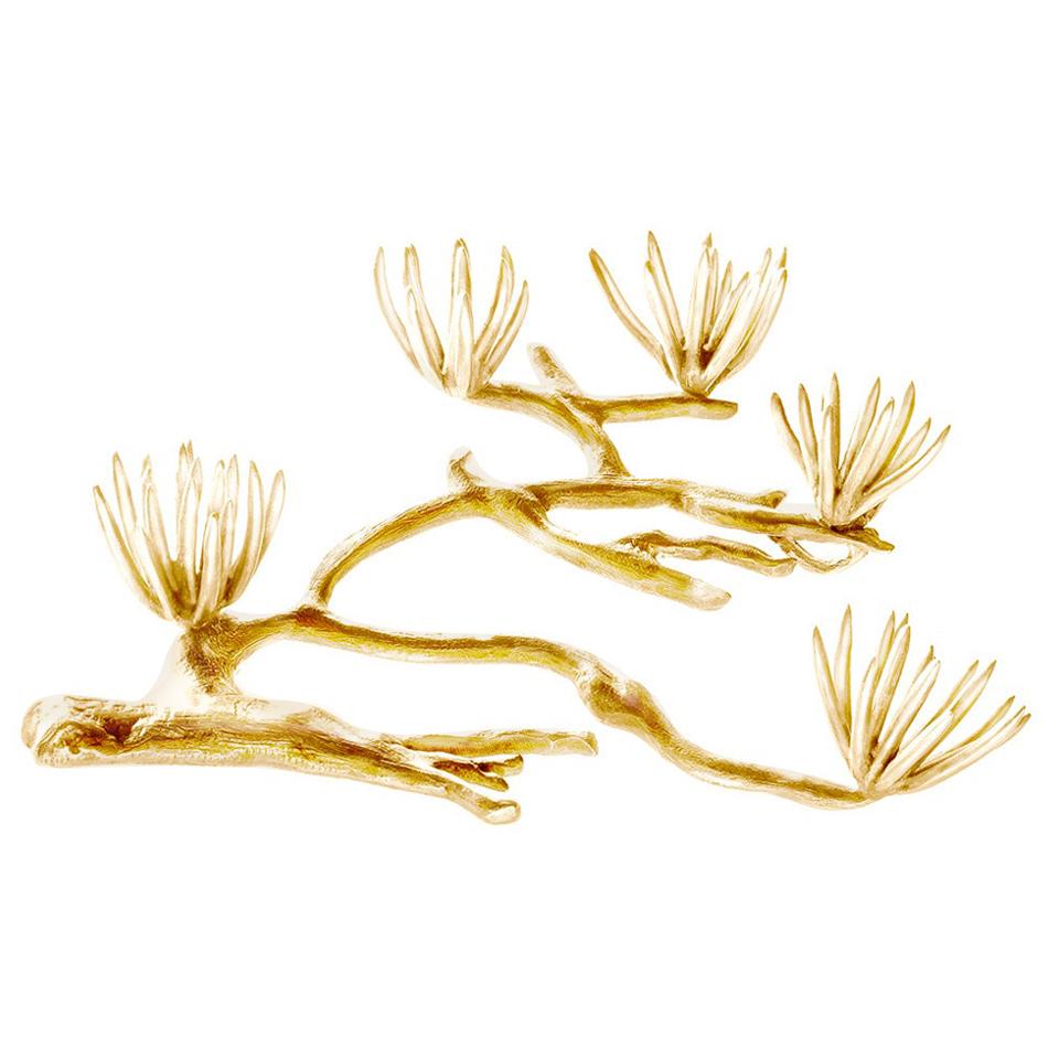 Gelbgold-Halskette aus Kiefernholz aus Sterlingsilber des Künstlers im Angebot