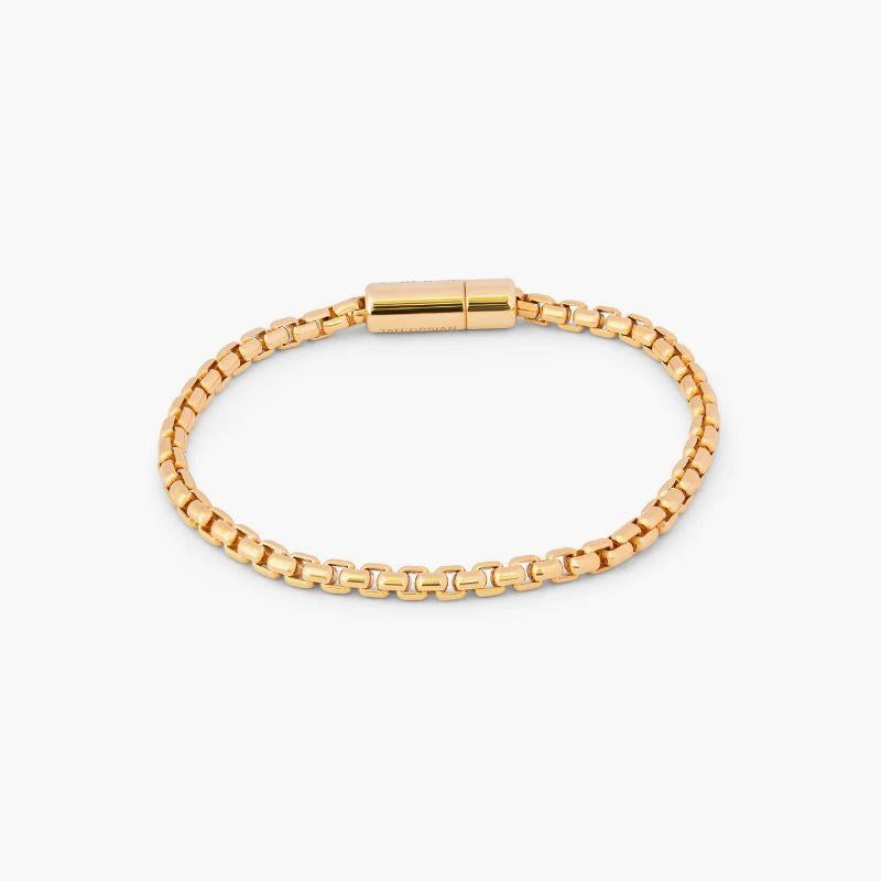 Yellow Gold Plated Sterling Silver Pop Box Chain Bracelet, Size L

This classic bracelet has been designed using a 4mm sterling silver box chain and is perfect for everyday wear or stacking with our collection of other bracelets. Finished with our