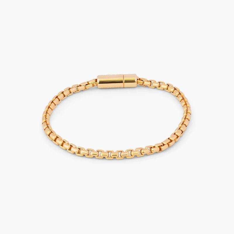 Yellow Gold Plated Sterling Silver Pop Box Chain Bracelet, Size S

This classic bracelet has been designed using a 4mm sterling silver box chain and is perfect for everyday wear or stacking with our collection of other bracelets. Finished with our