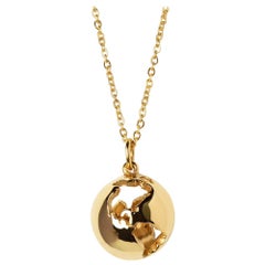 Yellow Gold Plated World Globe Necklace by Cristina Ramella