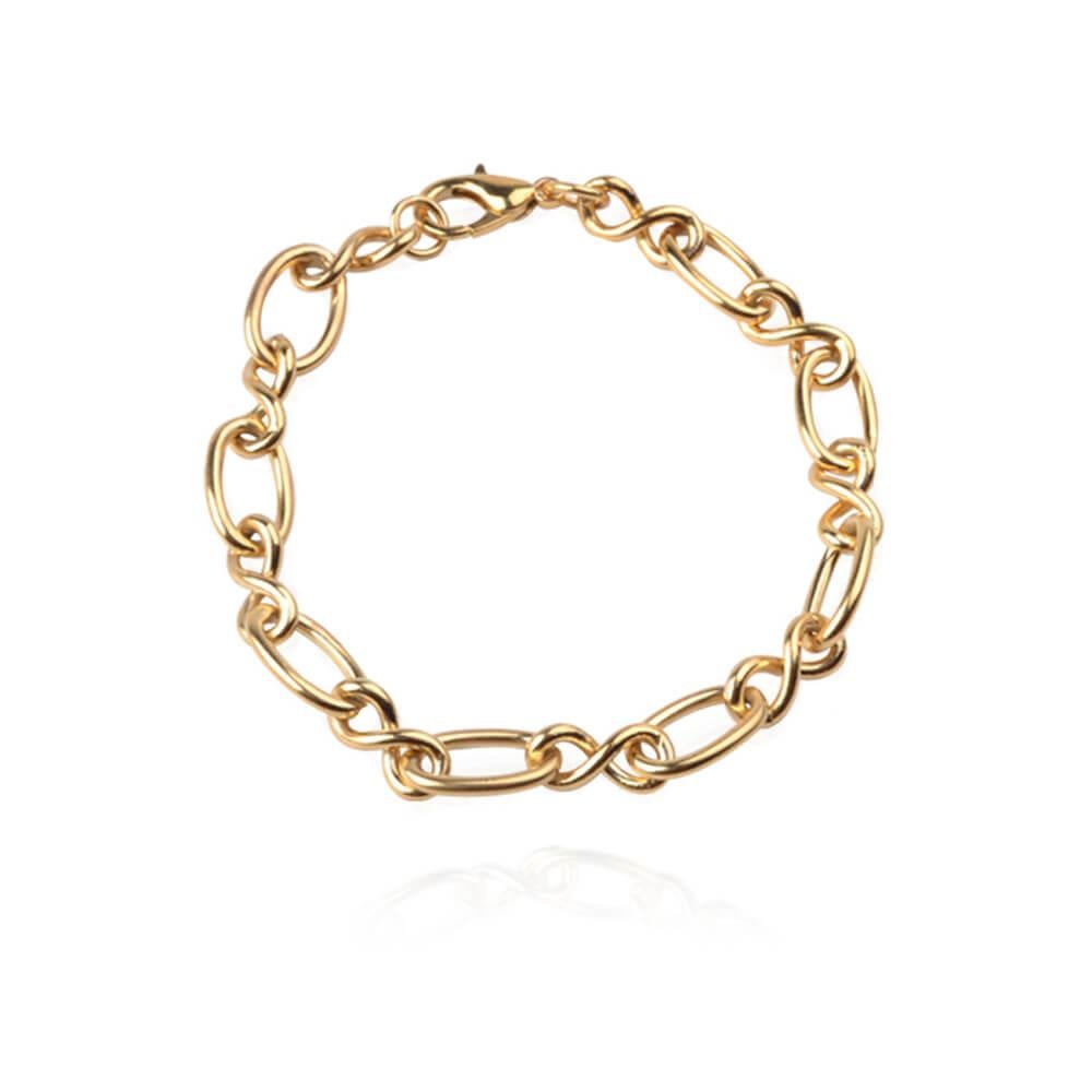 Women's Yellow Gold Plated Orbit Chain Necklace and Bracelet Set by Cristina Ramella For Sale