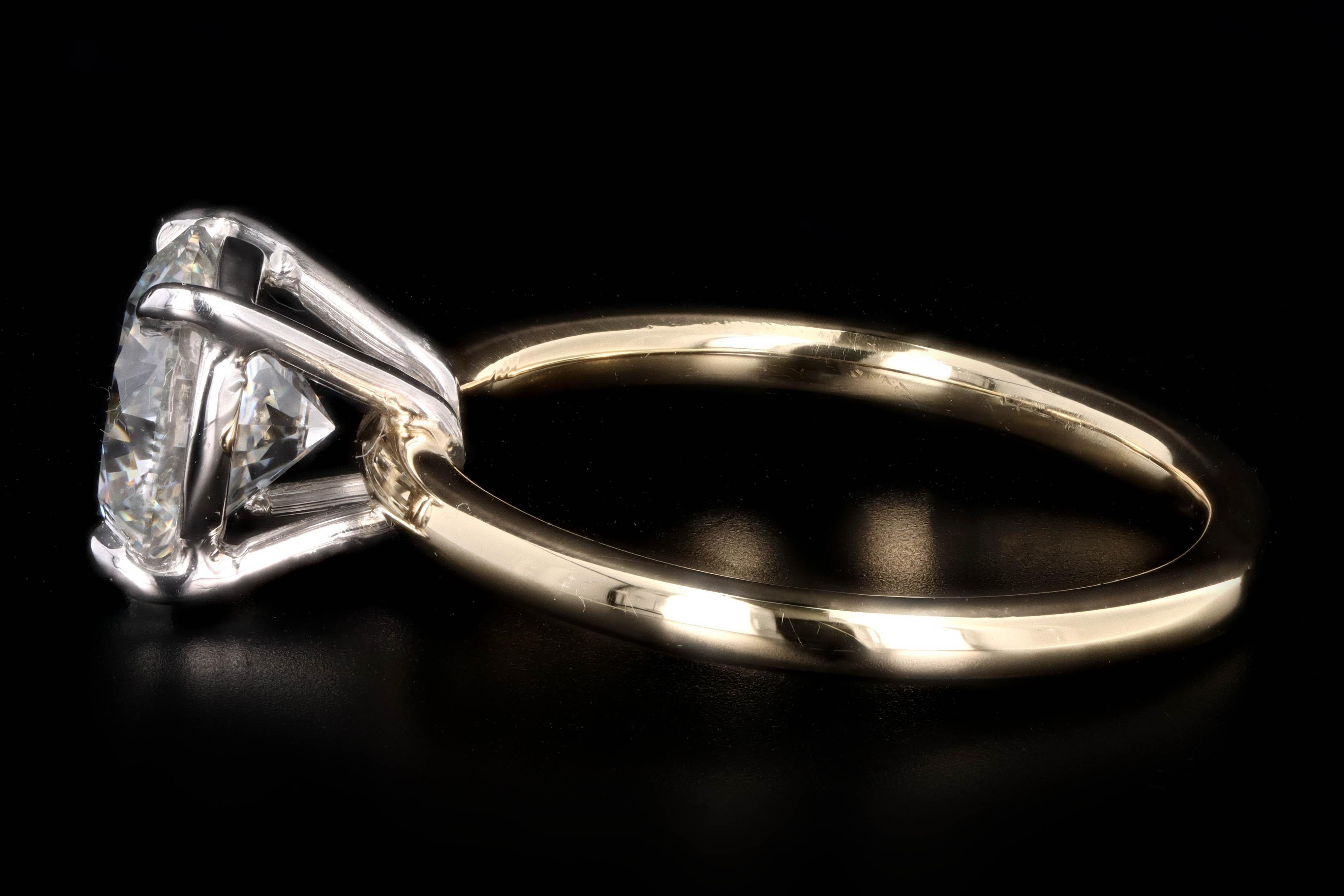 Yellow Gold and Platinum 2.08 Carat Round Brilliant Cut Diamond Engagement Ring 1