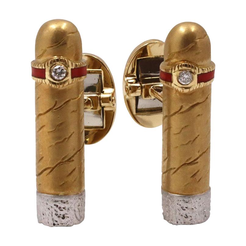 Yellow Gold & Platinum Cigar Cufflinks