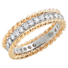 Yellow Gold Platinum Diamond 0.60 Carat 5 Millimeter Twisted Band Size 6