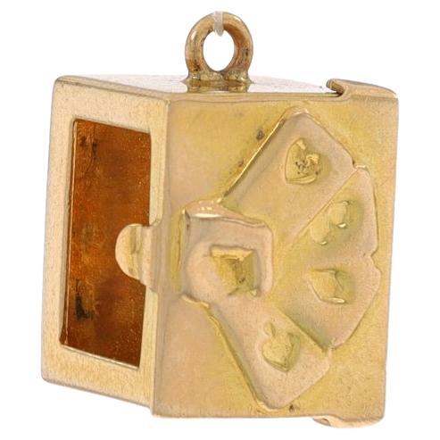 Yellow Gold Playing Cards Deck Case Charm - 14k Casino Games Gambling Las Vegas For Sale