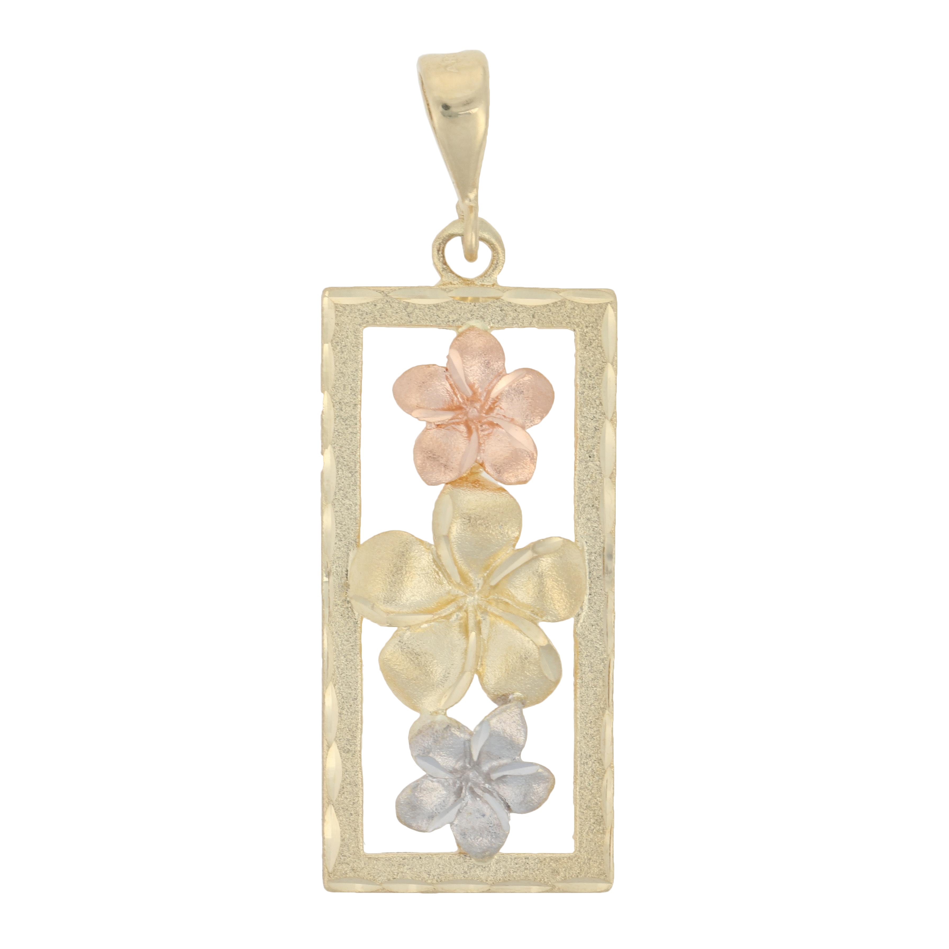 Yellow Gold Plumeria Flower Pendant 