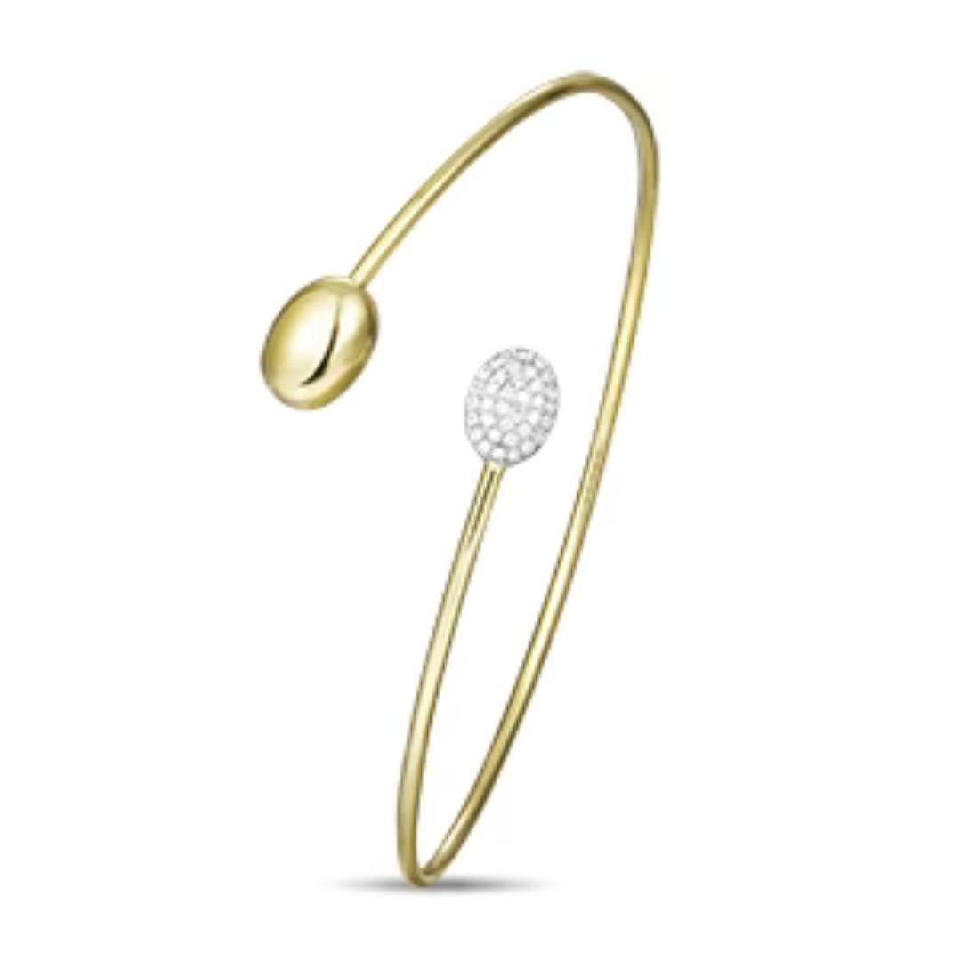 Taille ronde   Bracelet jonc Pod en or jaune et diamants en vente
