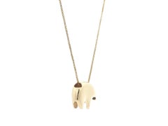 Yellow Gold Polar Mama Bear Badger Slide Pendant 20" Box Link Necklace
