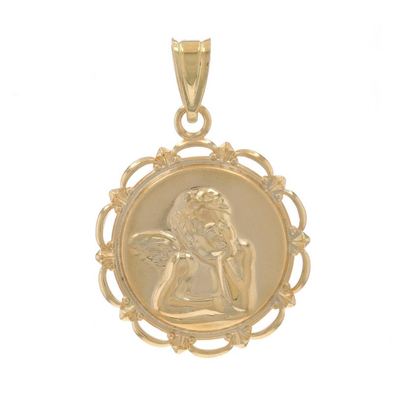 Marke: Michael Anthony

Metallgehalt: 14k Gelbgold

Thema: Grübelnder Cherub, Glaube, Schutzengel
Merkmale: Glatte und matte Oberflächen mit offener Schnittkante

Messungen

Höhe (vom stationären Bügel): 25/32