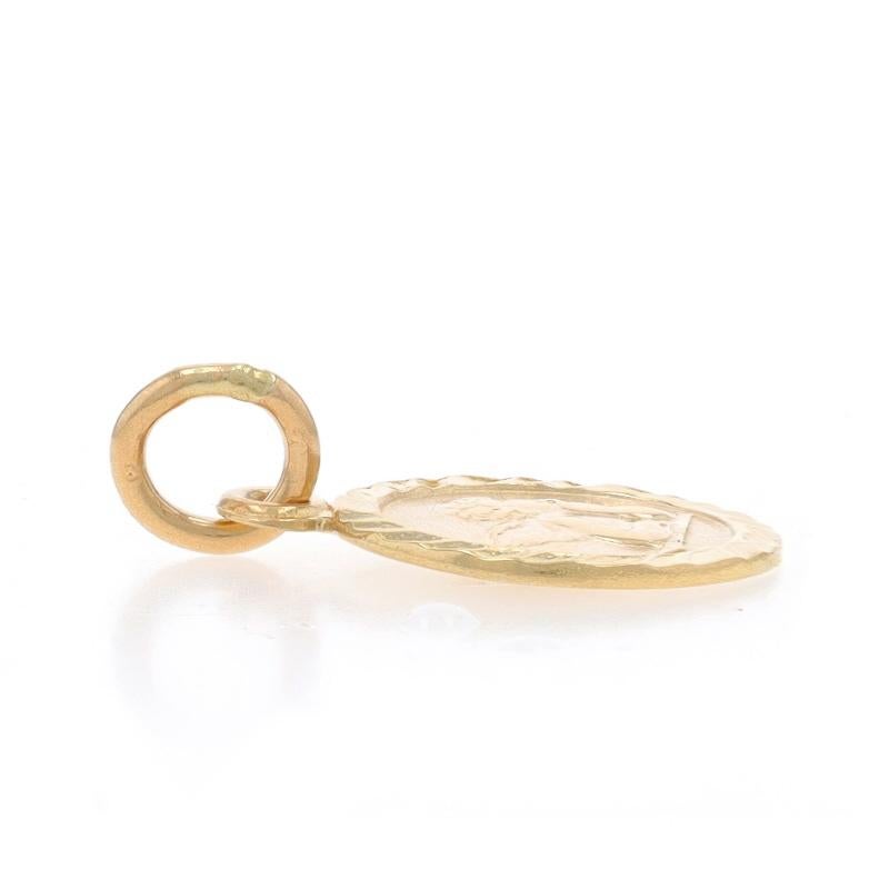 Yellow Gold Pondering Cherub Pendant - 14k Guardian Angel Faith In condizioni ottime in vendita a Greensboro, NC