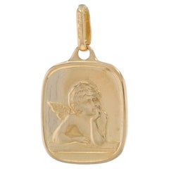 Pendentif chérubin en or jaune 14 carats, cadeau de foi des gardiens de l'ange, Italie