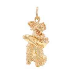 Yellow Gold Poodle with High Heel Shoe Charm - 14k Pet Dog