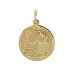 Yellow Gold Poseidon Pendant - 14k Greek Mythology Sea Charm