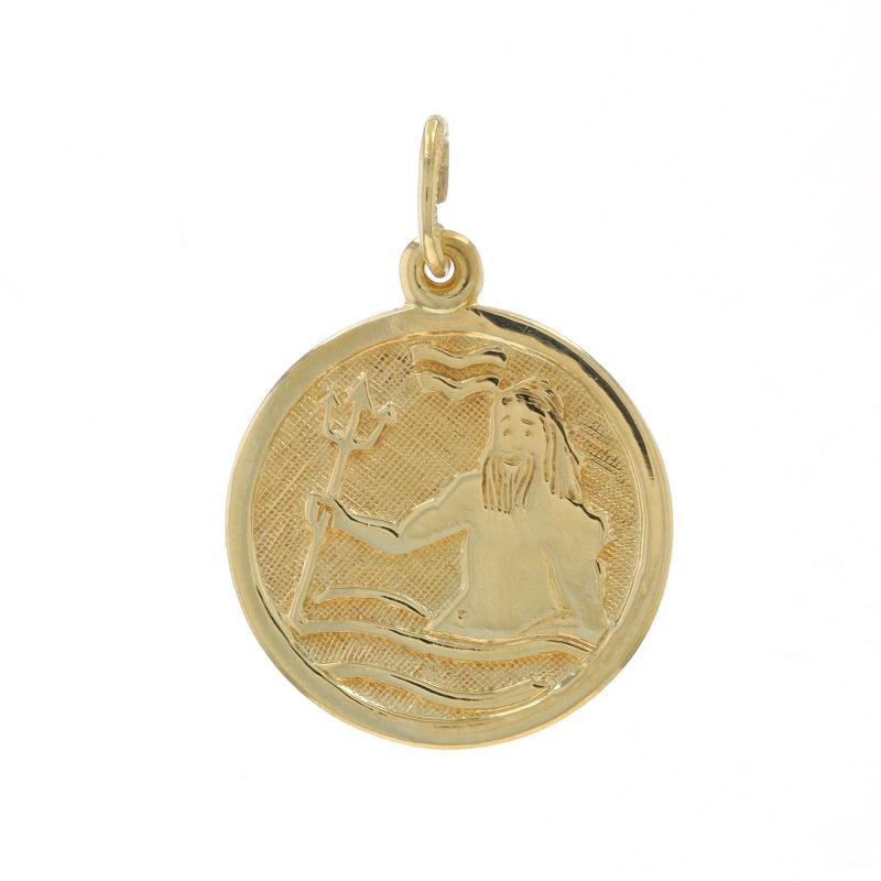 Pendentif Poseidon en or jaune 14 carats, breloque mythologique grecque des mers