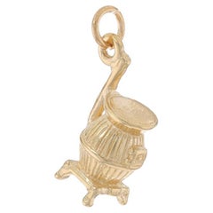 Yellow Gold Potbelly Stove Charm - 14k Cooking Warmth