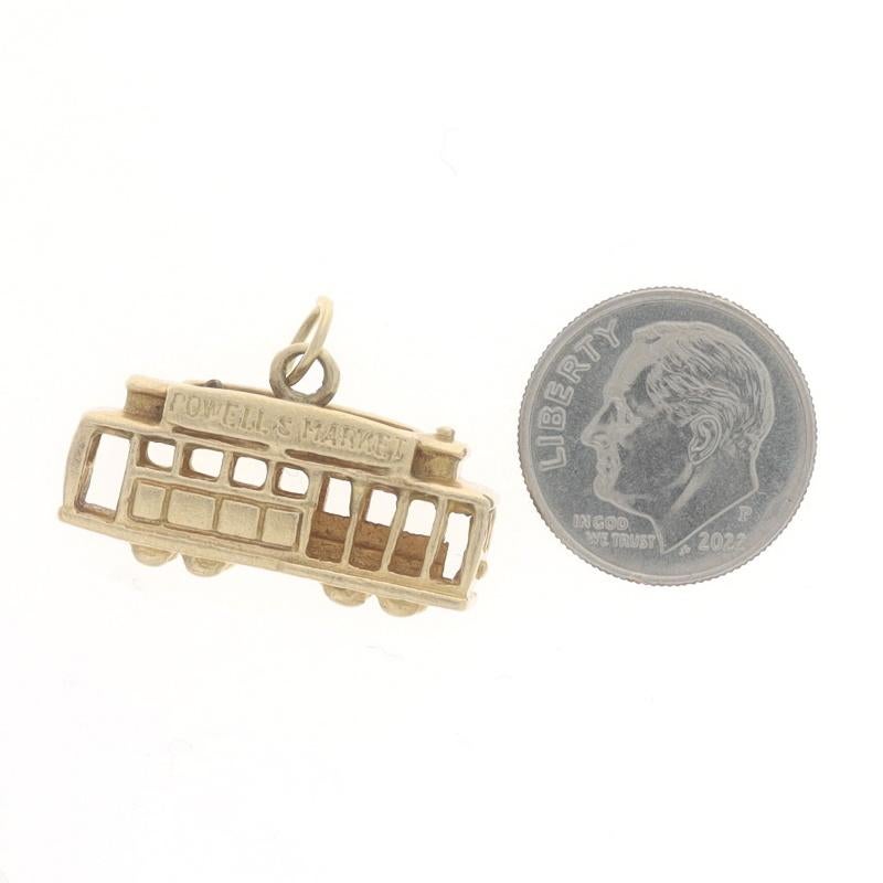 Yellow Gold Powell & Market Cable Car Turnaround Charm - 14k San Francisco, CA In Excellent Condition For Sale In Greensboro, NC