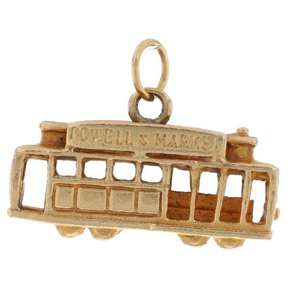 Yellow Gold Powell & Market Cable Car Turnaround Charm - 14k San Francisco, CA