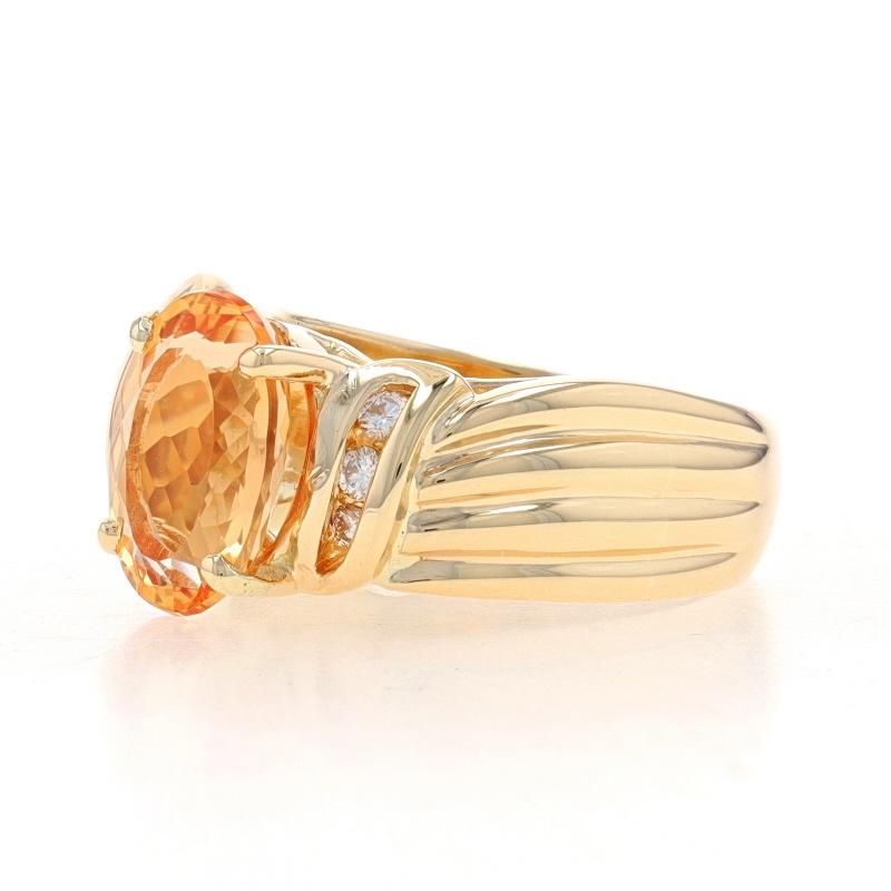 Oval Cut Yellow Gold Precious Topaz & Diamond Ring - 14k Oval 3.86ctw Bypass For Sale