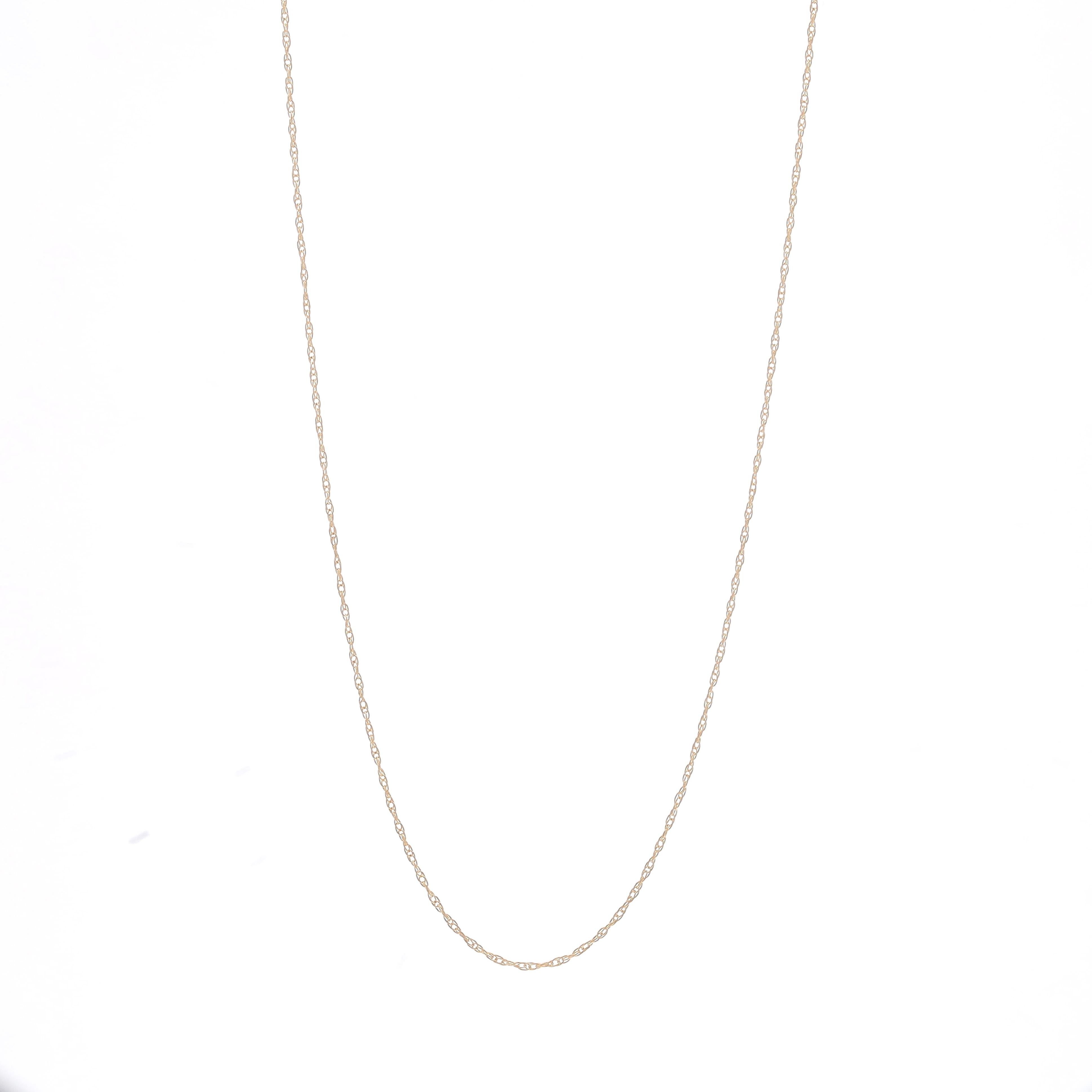 Metal Content: 14k Yellow Gold

Chain Style: Prince of Wales
Necklace Style: Chain
Fastening Type: Spring Ring Clasp

Measurements

Length: 18 1/4
